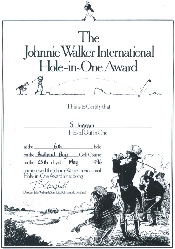 Hole in 1 Certificate