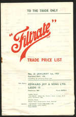 Filtrate price list 1957 - trade list