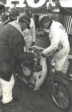 50cc in the pits for fueling during 7 day and 7 night endurance run, Goodwood, November 1962